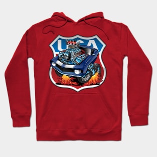 USA Classic Muscle Car Pride Cartoon Hoodie